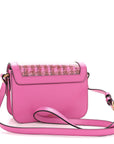 Calfskin Vinyl Small Houndstooth La Medusa Crossbody Bag Red Fuchsia
