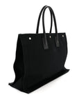 Linen Calfskin Rive Gauche Tote Black