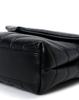 Calfskin Y Quilted Monogram Monochrome Toy Loulou Crossbody Bag Black