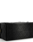 Washed Denim Quilted Small CHNL 25 Handbag Black