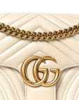 Calfskin Matelasse Small GG Marmont Shoulder Bag White