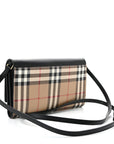 Calfskin Vintage Check Hannah Wallet with Detachable Strap Black