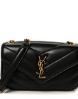 Lambskin Chevron Quilted Mini Loulou Black