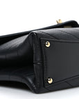 Lambskin Chevron Stitched Medium Envelope Flap Black