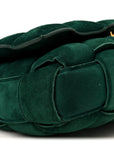 Suede Maxi Intrecciato Padded Chain Cassette Crossbody Bag Emerald Green