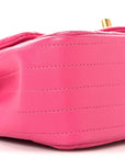 Lambskin Chevron Quilted Mini Square Flap Pink