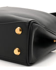 Natural Smooth Calfskin Mini Rodeo Top Handle Handbag Black