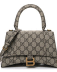 X GCCI GG Supreme Monogram Small Hourglass Top Handle Bag Beige Ebony
