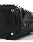 Aged Calfskin Quilted Large Cotton Club Tote Black