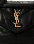 Lambskin Quilted Small Loulou Puffer Monogram Chain Satchel Black