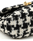Tweed Quilted Medium CHNL 19 Flap Black Ecru White