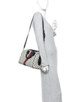 GG Supreme Monogram Web Medium Ophidia Top Handle Bag Beige Blue