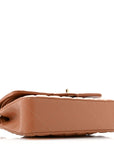 Lambskin Quilted Medium Double Flap Brown