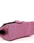 Strass Suede Hourglass Top Handle Bag XS Pink