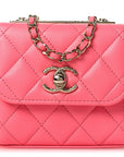Lambskin Quilted Mini Trendy CC Chain Wallet Pink