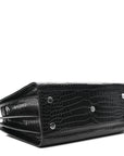 Calfskin Crocodile Embossed Baby Sac De Jour Black