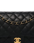 Caviar Quilted Medium Double Flap Black