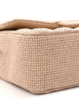 Braided Raffia Quilted Mini Rectangular Flap Dark Beige