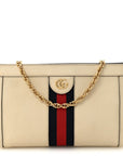 Textured Calfskin Web Small Ophidia Chain Shoulder Bag Mystic White