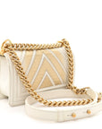 Lizard Chevron Small Boy Flap White Gold
