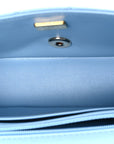 Lambskin Quilted Mini Rectangular Flap Light Blue