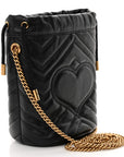 Calfskin Matelasse Mini GG Marmont 2.0 Bucket Bag Black