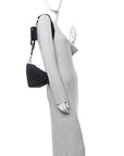 Yarn Raffia Effect Crochet Triangle Shoulder Bag Black