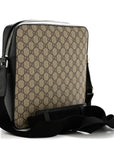 GG Supreme Monogram Flat Messenger Bag Beige Black New Acero