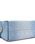Washed Denim Quilted Small CHNL 25 Handbag Blue