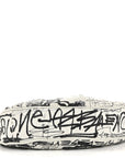 Agneau Arena Graffiti Le Cagole Shoulder Bag XS White Black