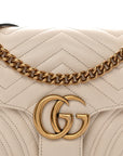 Calfskin Matelasse Small GG Marmont Shoulder Bag White