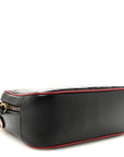 Vintage Effect Calfskin Matelasse Diagonal Small Torchon GG Marmont Bamboo Top Handle Shoulder Bag Black Romantic Cherry