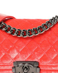 Velvet Quilted Small Boy Flap Coral