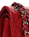 Caviar Quilted Jumbo Double Flap Dark Red
