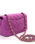 Tweed Quilted Mini Rectangular Flap Purple