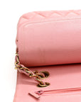 Caviar Quilted Medium Double Flap Pink