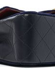 Felt Quilted Paris-Hamburg Charms Mini Rectangular Flap Black Dark Navy