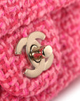 Wool Tweed Quilted Mini Rectangular Flap Dark Pink Fuchsia