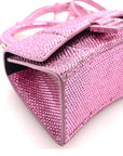 Strass Suede Hourglass Top Handle Bag XS Pink