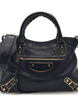 Chevre Gold Metallic Edge Hardware Town Bleu Nuit Dark Sea