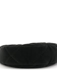 Velvet Effect Nylon Shiny Crumpled Calfskin Coco Neige Quilted Clutch With Chain Black
