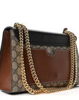 GG Supreme Monogram Calfskin Medium Padlock Shoulder Bag Beige Black Cuir