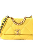 Lambskin Quilted Medium CHNL 19 Flap Yellow