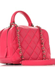 Lambskin Quilted Small Trendy CC Bowling Bag Pink
