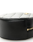 Lambskin Quilted Round Clutch With Chain Black