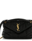 Lambskin Quilted Small Loulou Puffer Monogram Chain Satchel Black