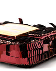 Sequin Paillettes Shiny Nappa Sex and the City Nano Maxi Buckle Baguette Charm Granata
