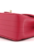 Lambskin Chevron Quilted Mini Square Flap Fuchsia