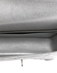 Metallic Lambskin Quilted Mini Rectangular Flap Silver