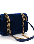 Velvet Matelasse Mini GG Marmont Shoulder Bag Cobalt Blue